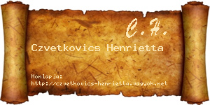 Czvetkovics Henrietta névjegykártya